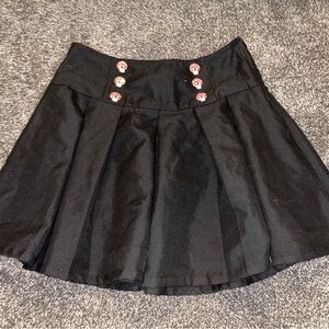 Hot Topic Black Skater Skirt with Button Accents